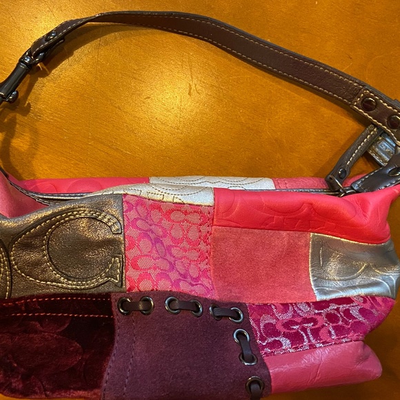 Coach Holiday Patchwork Pink Purse - Picture 3 of 5
